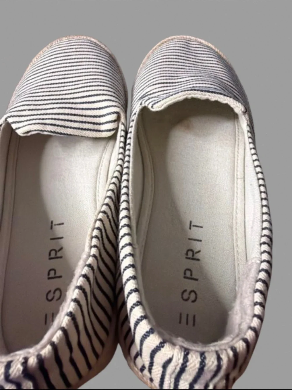 Esprit ‘Carina’ Striped Espadrille Platform Slip-Ons in Navy and White, sz6